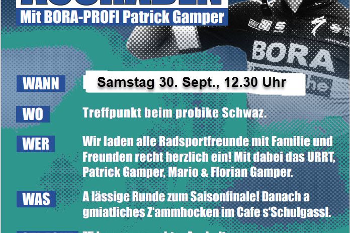 Einladung zum AUSRADLN mit BORA-PROFI Patrick Gamper